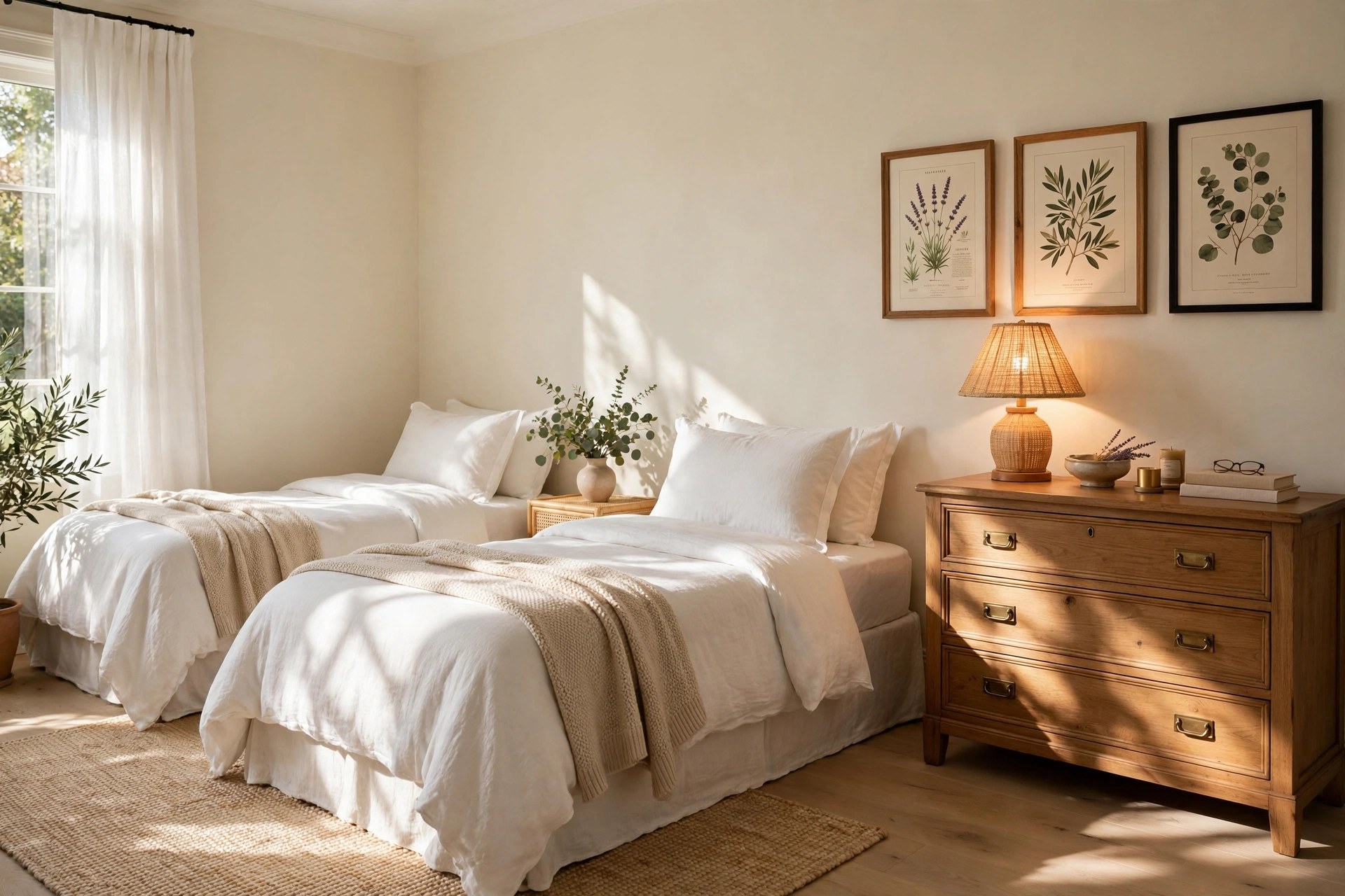 Bright furnished bedroom with natural light
